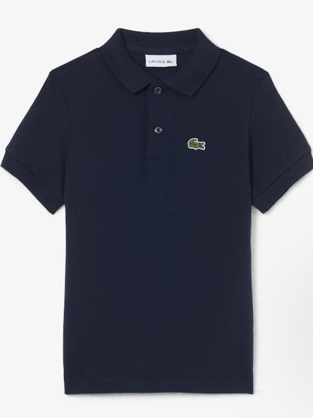 Lacoste Navy Short-Sleeve Polo with Green Crocodile Logo sz 4A